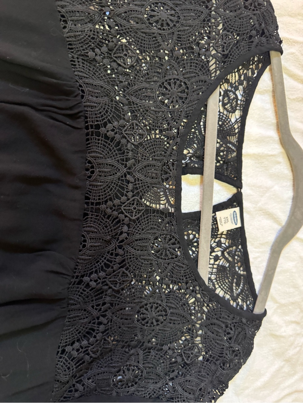 Old Navy XXL Black Lace Yoke Long Sleeve Blouse Top - Picture 3 of 6